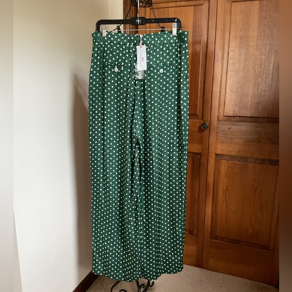 Vineyard Vines luxe Hunter Green Polka Dot pants, 10 - Picture 3 of 7